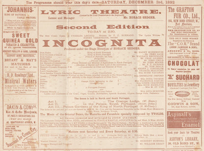 Incognita Agriculture Minister Portugal Military Victorian Theatre Programme