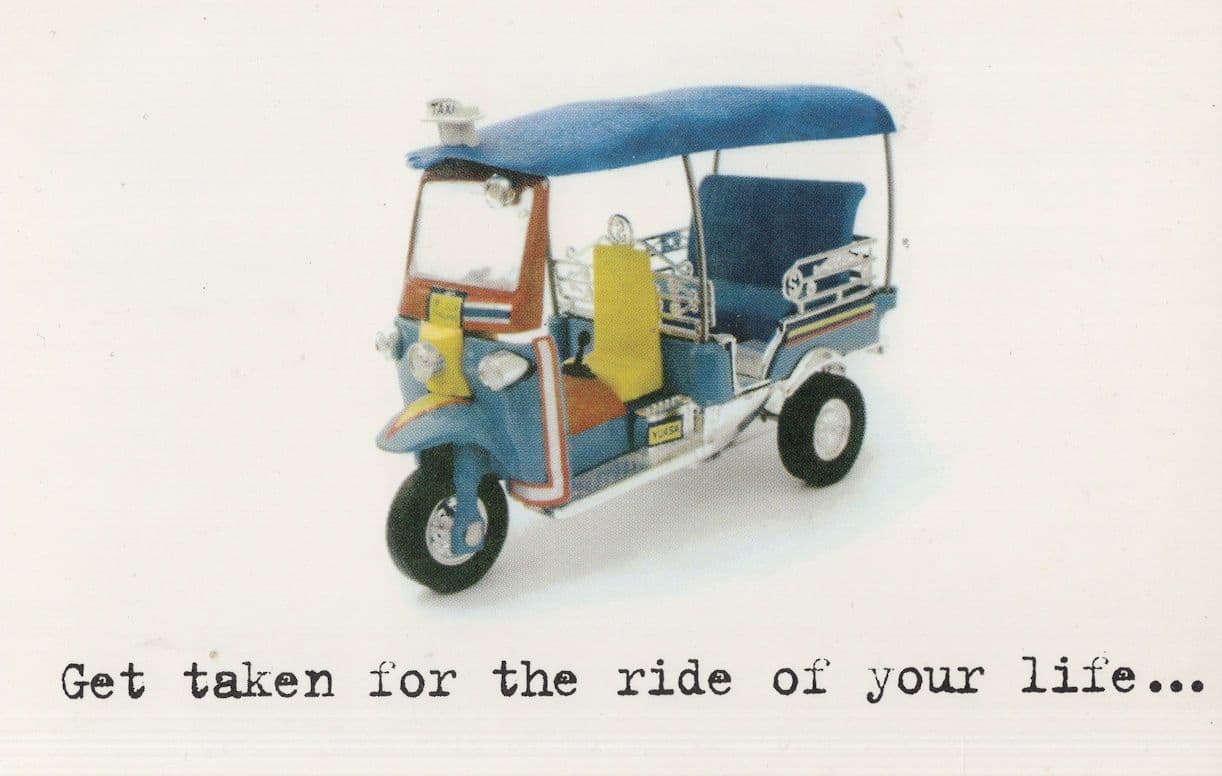 India Chinese Egypt Asian Taxi Ride Tuk Tuk Advertising Postcard