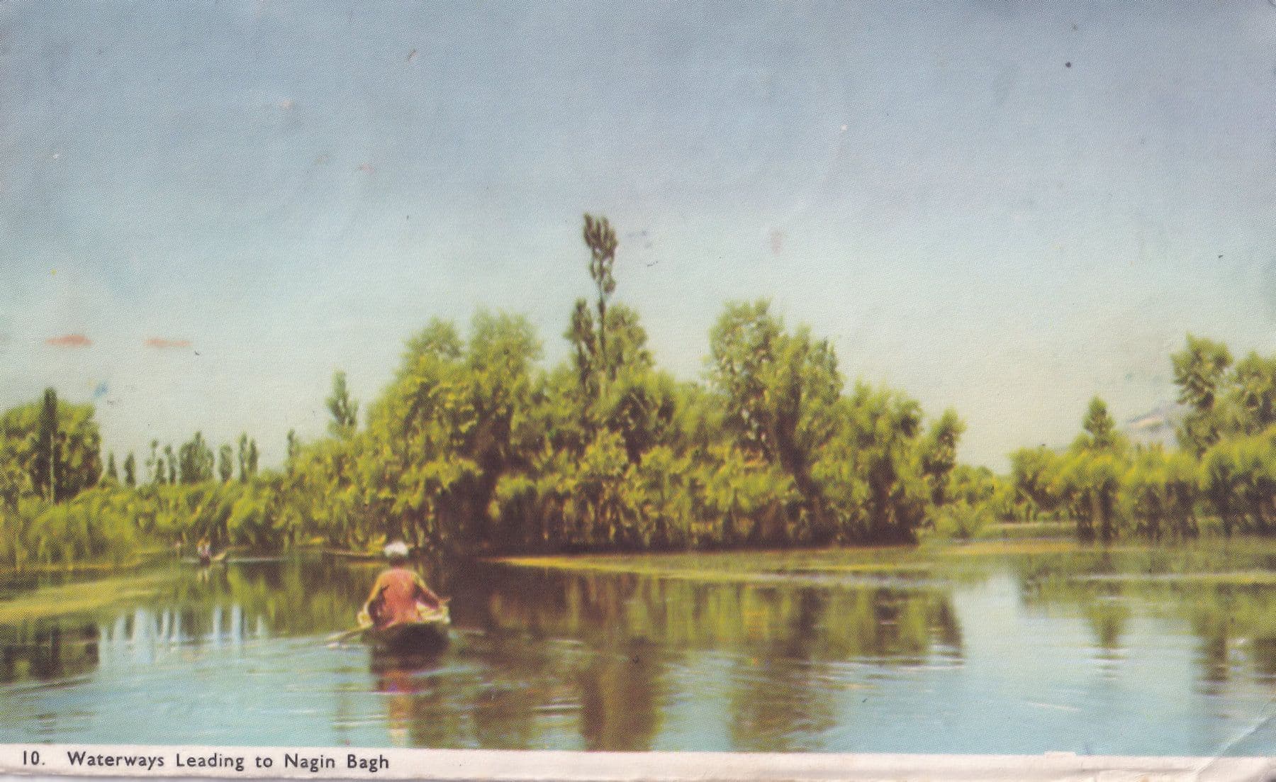 India Nagin Bagh Waterways Boat Postcard