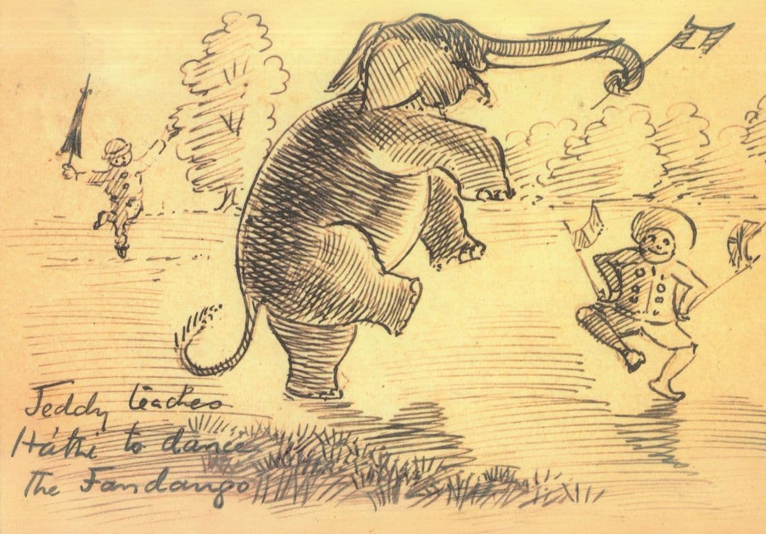 Indian Elephant Learns To Dance Dancing Rare Painting Postcard