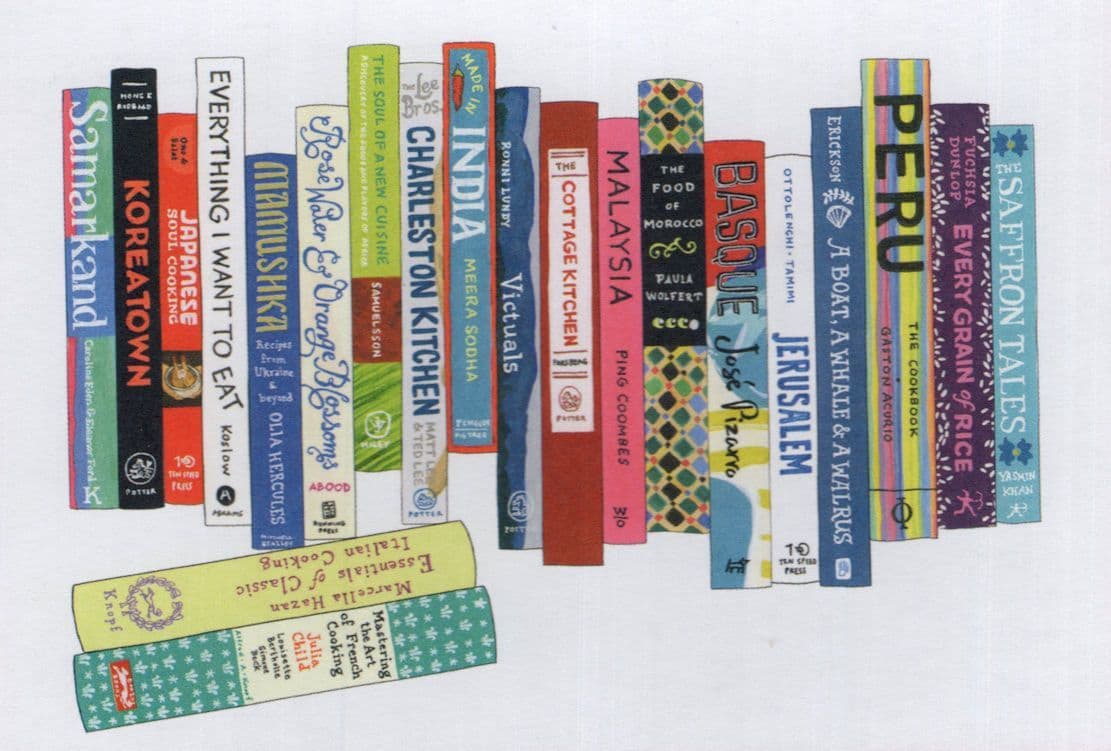 Indian Korean Cookery Cooking Bestseller Book Bookshelf Art Postcard