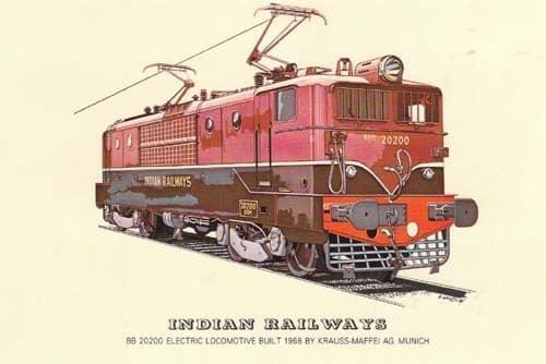 Indian Railways BB 20200 1968 Locomotive Train Postcard