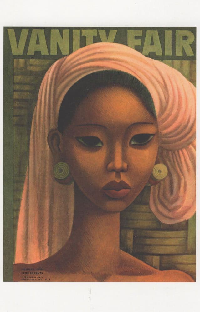 Indonesian Beauty Queen Lady Bali Art Deco Painting Magazine Postcard