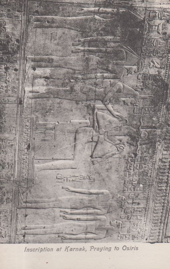 Inscription Karnak Praying To Greek God Osiris Antique Mural Egyptian Postcard