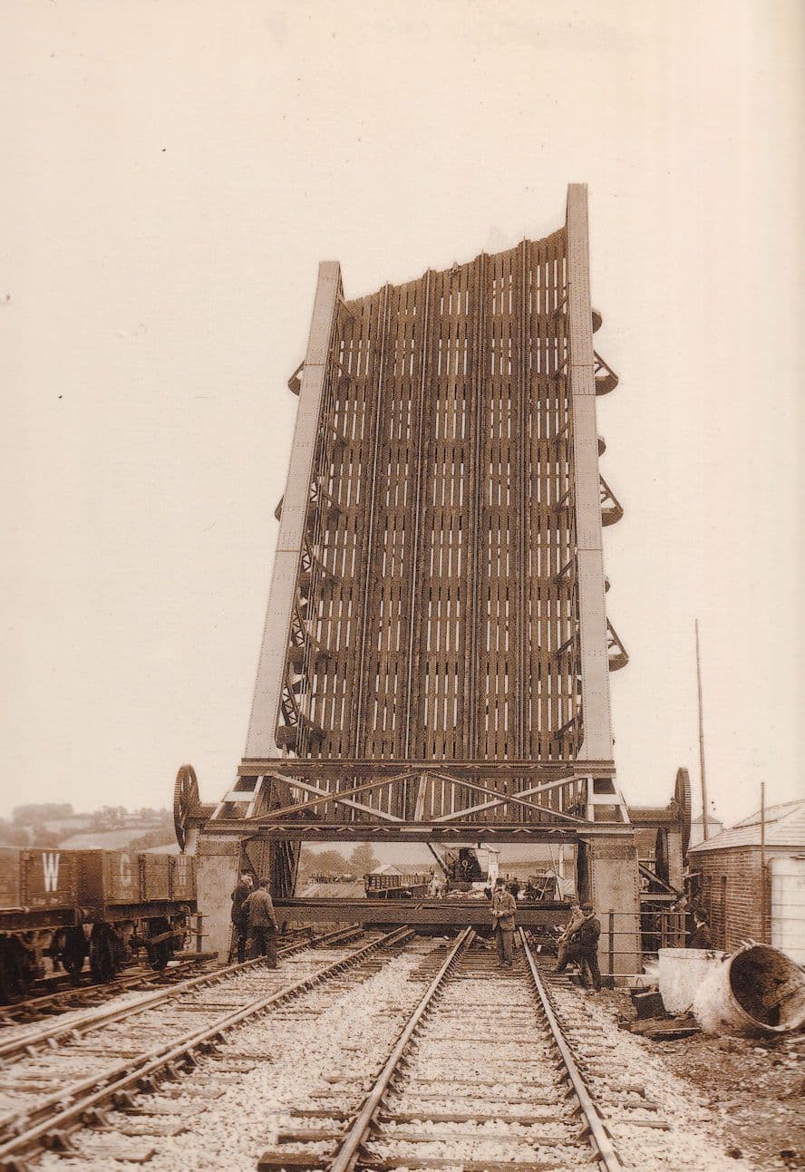 Installation of Bascule Railway Bridge Carmathen Welsh Train Postcard