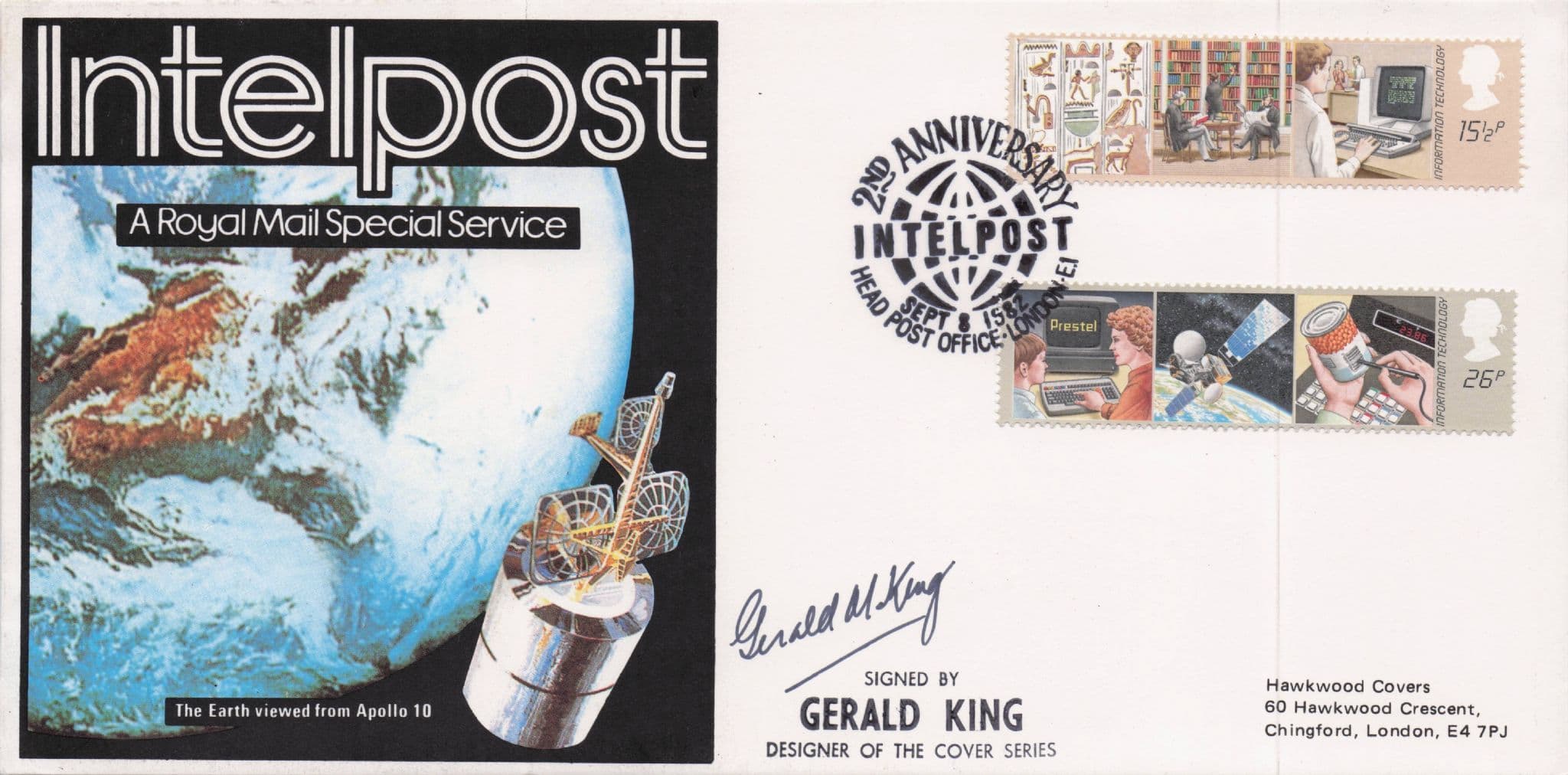 Intelpost Gerald King Space Travel Communications LTD TO 50 Hand Signed FDC