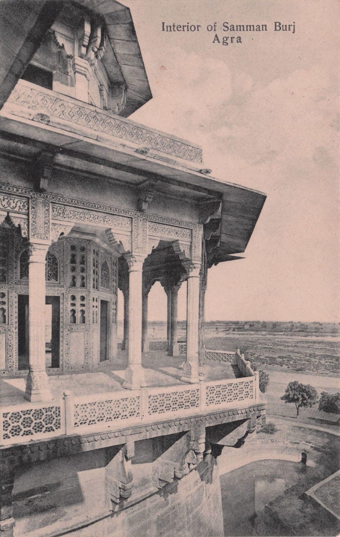 Interieur of Samman Burj Agra India Antique Postcard
