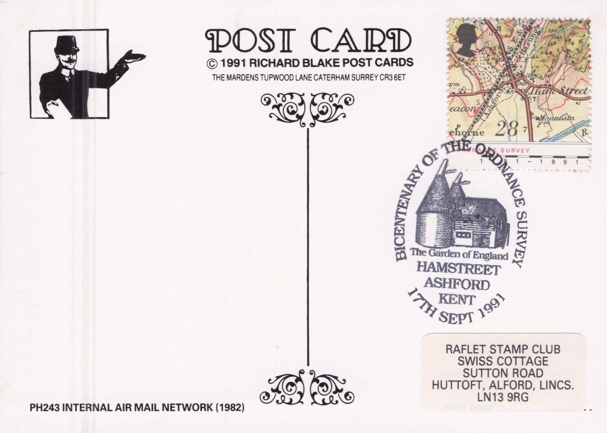 Internal Air Mail Network Ordnance Survey Map FDC postcard