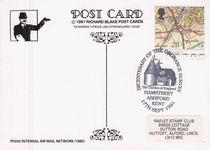 Internal Air Mail Network Ordnance Survey Map FDC postcard