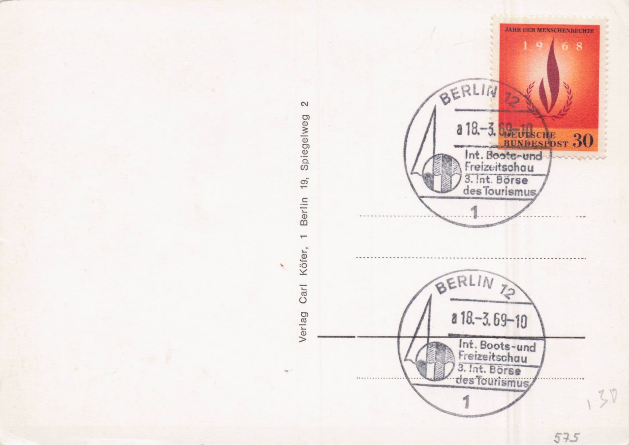 Internationale Boots und Freizeitschau Berlin 1969 German FDC Postcard