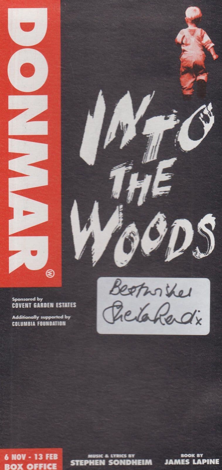 Into The Woods Shiela Reed Donmar Hand Signed Theatre Flyer
