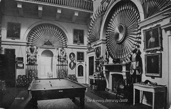 Inveraray Castle Armoury Billiard Table Old Scottish RPC Postcard