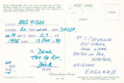 Invercargill New Zealand QSL Radio Rare Postcard Card