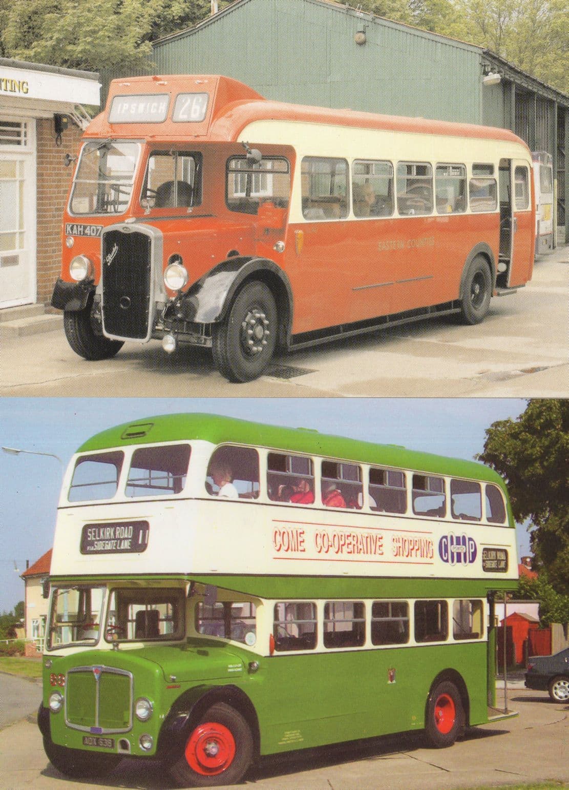 Ipswich Bus Transport Museum 1949 To Selkirk Pond 2x Postcard s