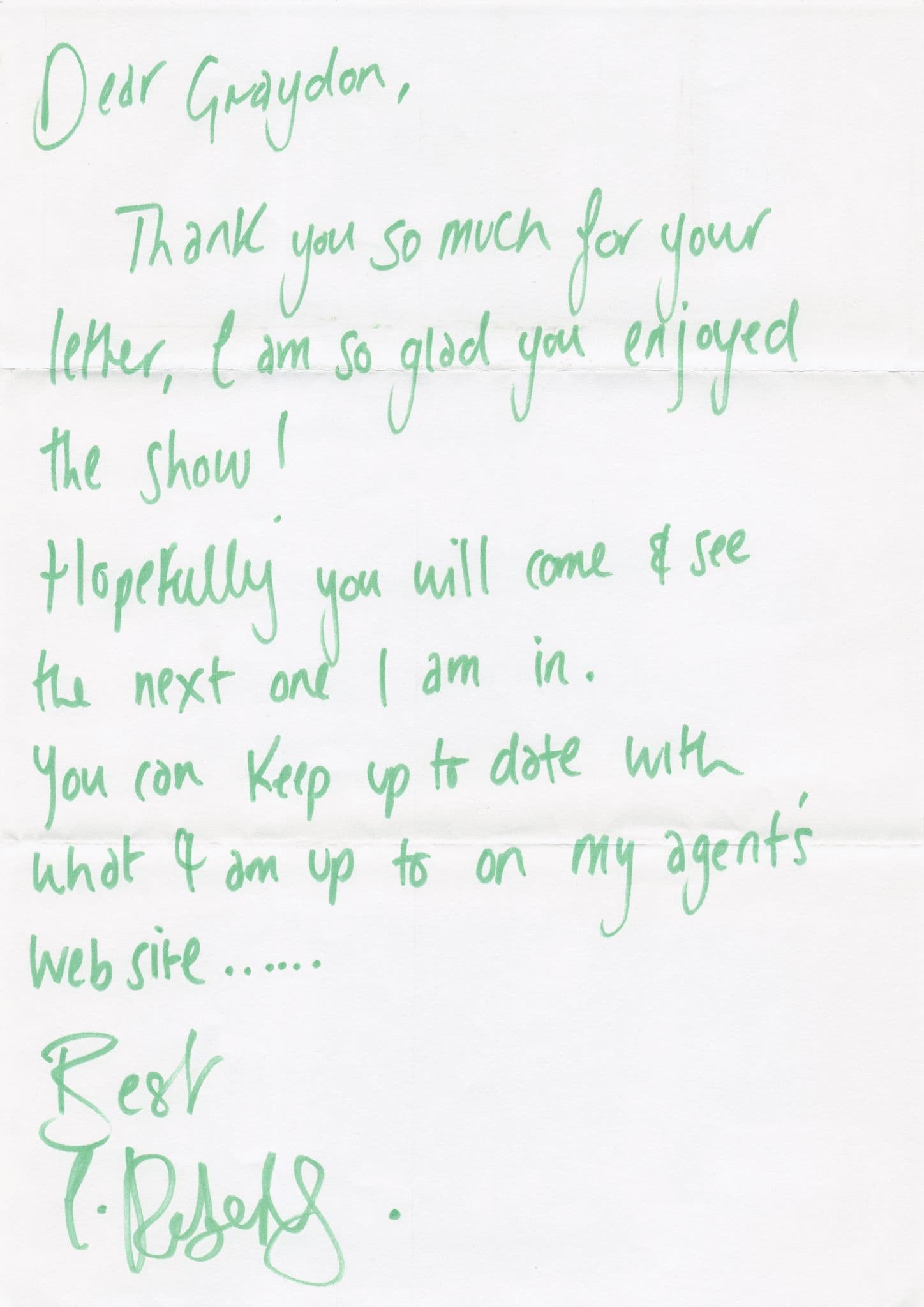 Iris Roberts Quadrophenia Folded Hand Signed Theatre Flyer & Letter