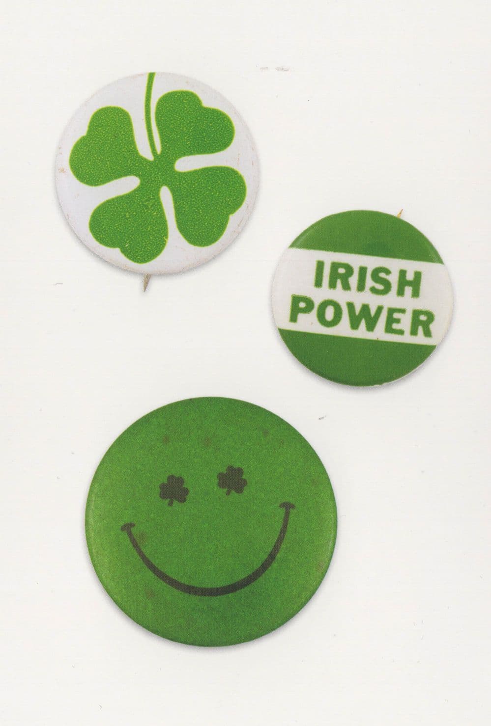 Irish Poppy Paddy Power Smiley Shamrock Old Badge Button Postcard