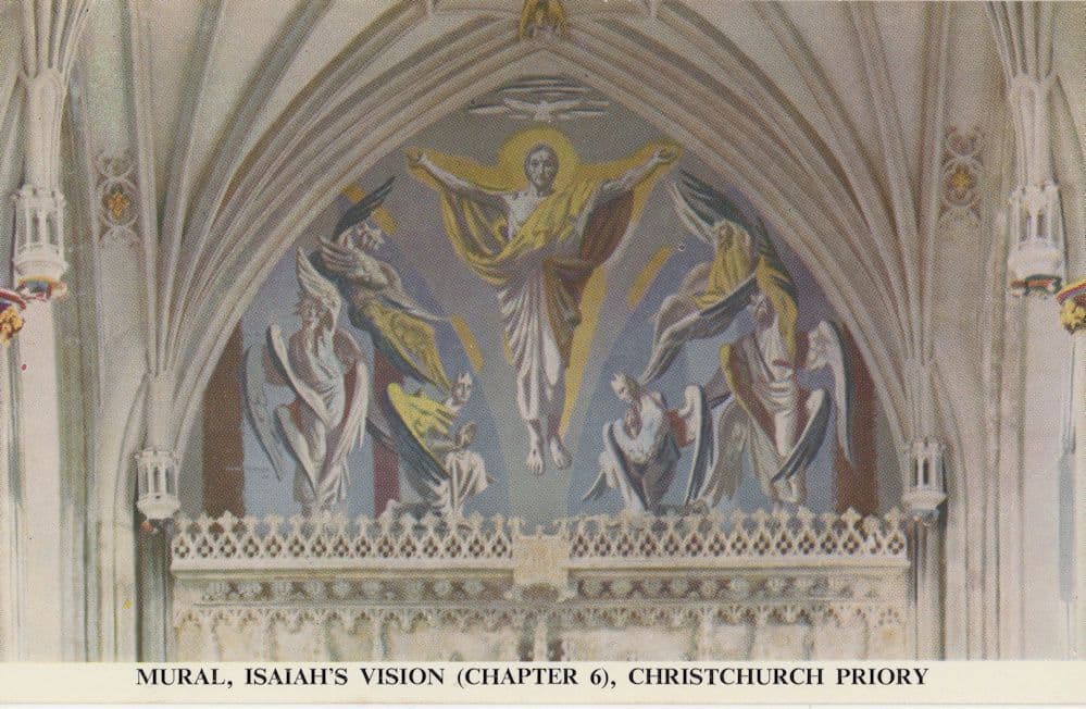 Isiah's Vision Christchurch Dorset Priory Mural Church Old Postcard