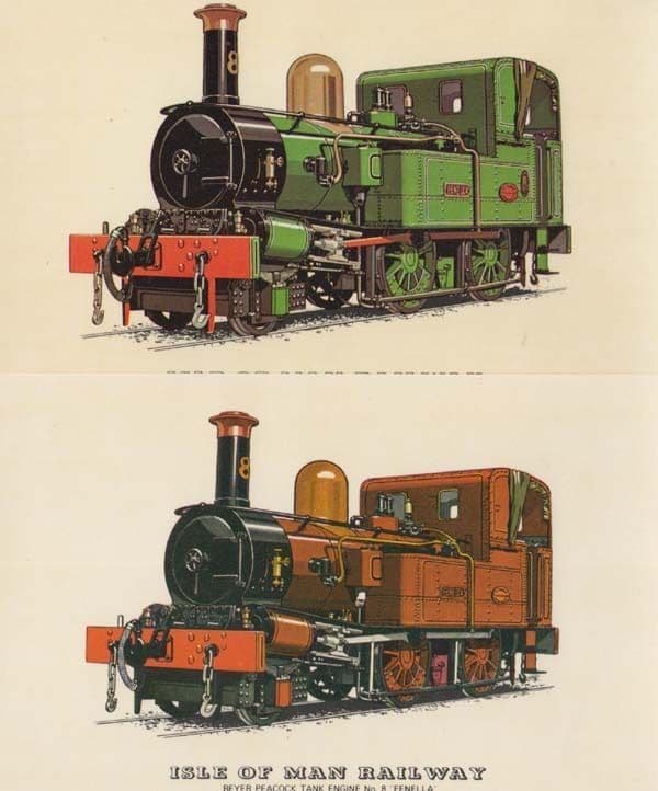 Isle Of Man Railway Beyer Peacock Tank Engine 8 Fenella Train 2x Postcard Set