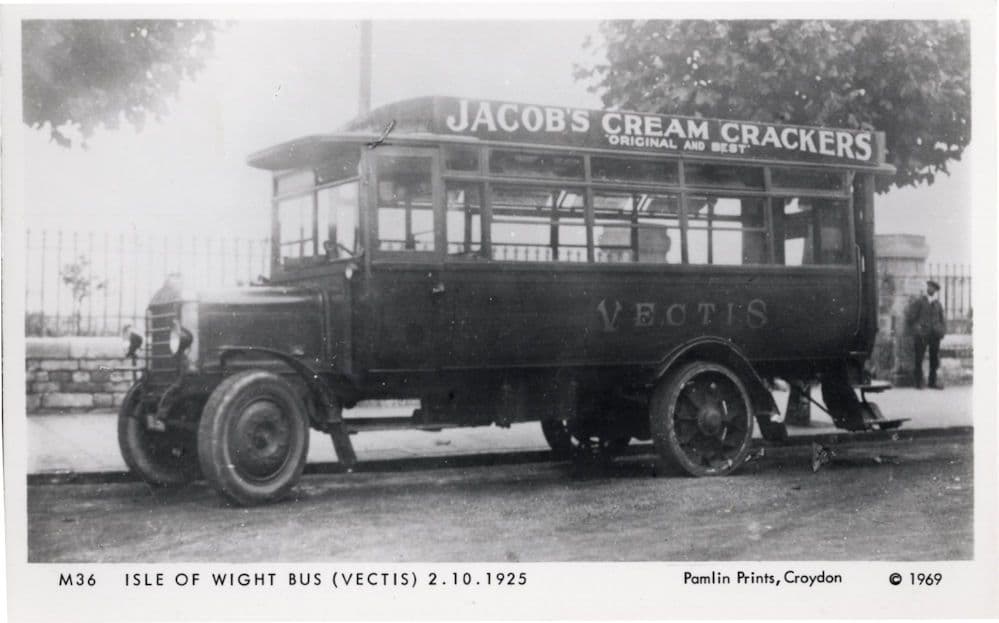 Isle Of Wight Bus Tram Vectis Jacobs Cream Crackers Photo Postcard
