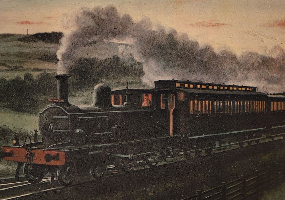 Isle Of Wight Central Railway 4-4-0T at Whitwell Station Postcard