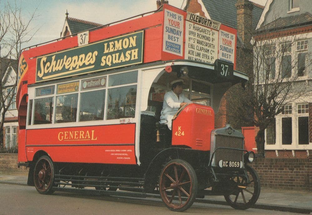 Isleworth Bus Advertising Schweppes Drinks London Transport Postcard