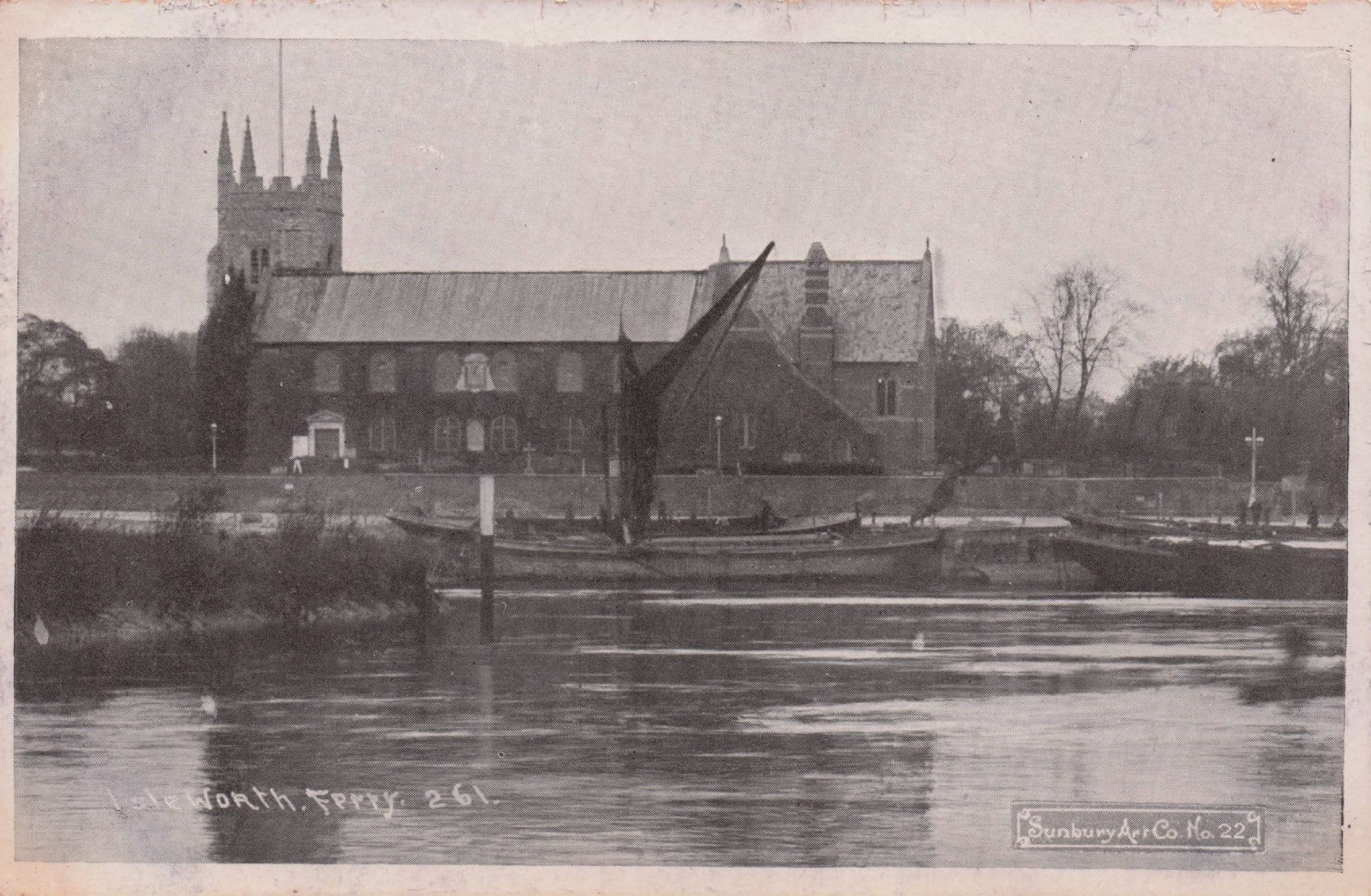 Isleworth Ferry Middlesex River Boats Antique London RPC Postcard
