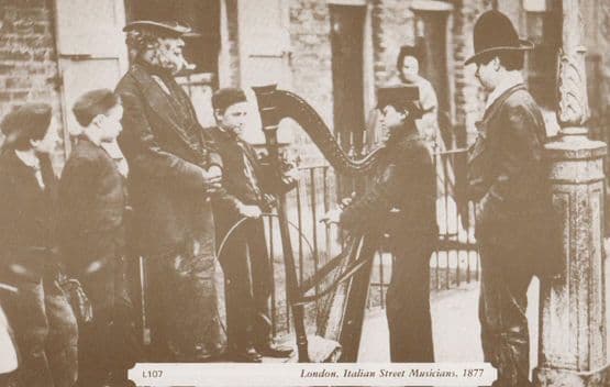 Italian Harp Street Musicians London Postcard