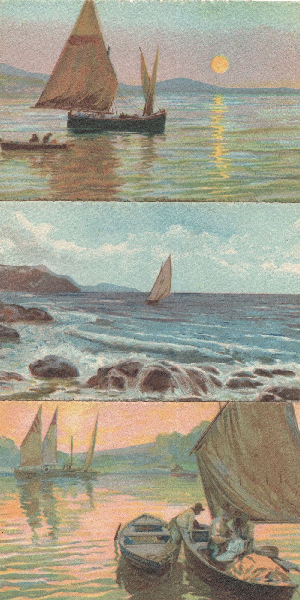 Italian Sailing Ship 3x Antique Oilette Postcard s
