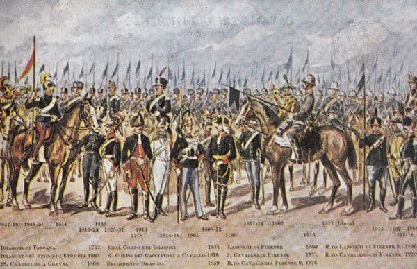 Italian Uniform Military Regiments Soldiers Horses Painting Postcard