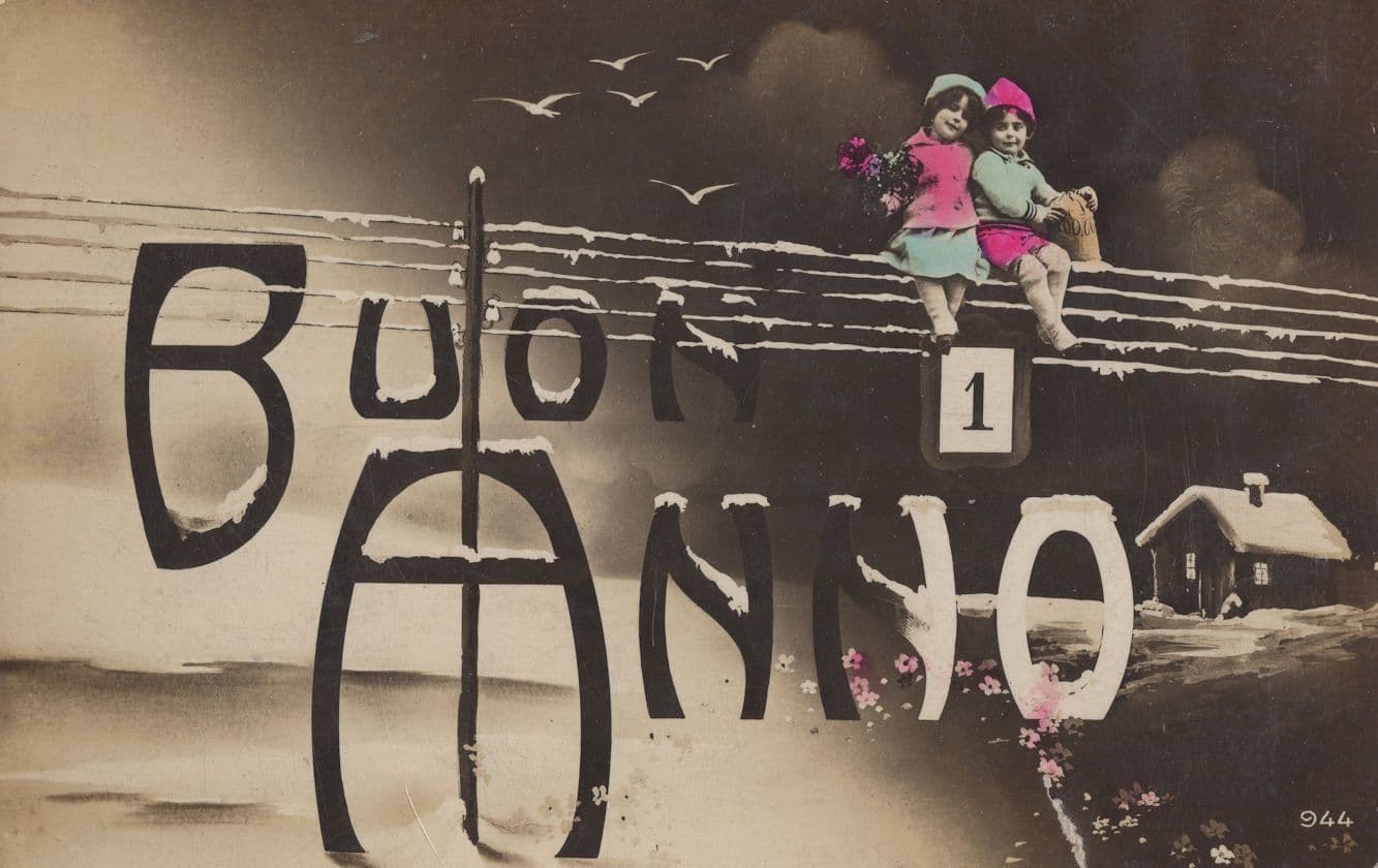 Italy Children On Telegraph Telephone Lines Greetings Old Postcard