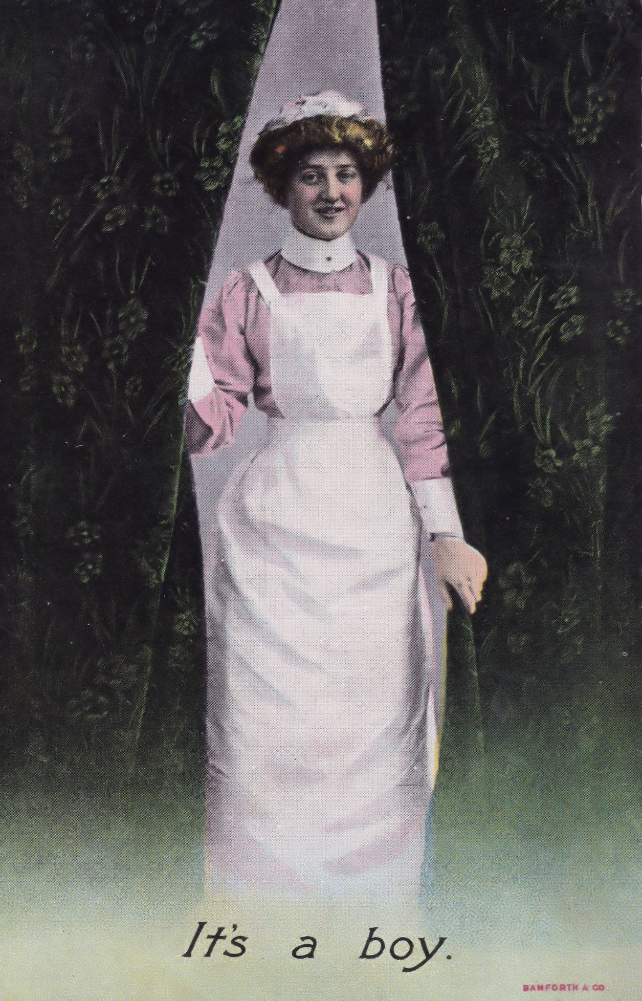 Its A Boy Announcement Antique Nurse Postcard