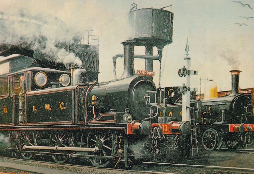 IWC Terrier Train in 1918 at Newport Station IOW Painting Postcard