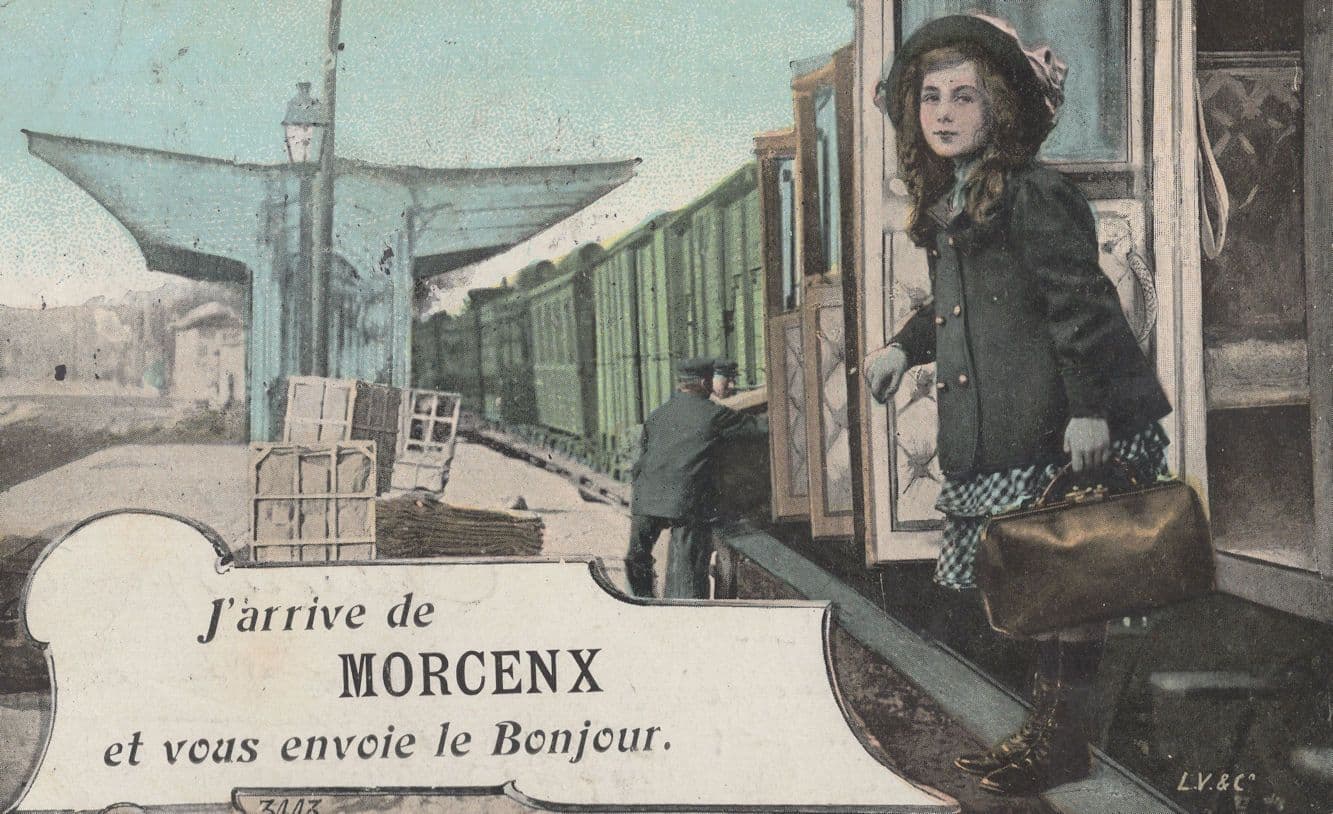 J'Arrive At Morcenx Old French Train Railway 1908 Postcard