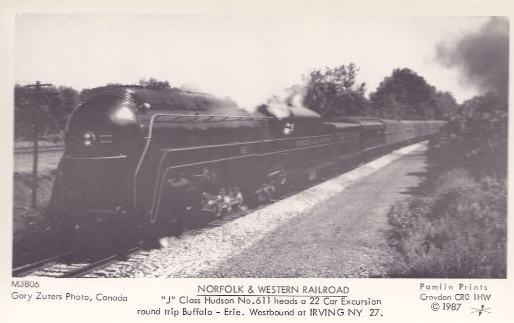 J Class Hudson 611 Train 22 Car Extension Erie Irving Railway Postcard