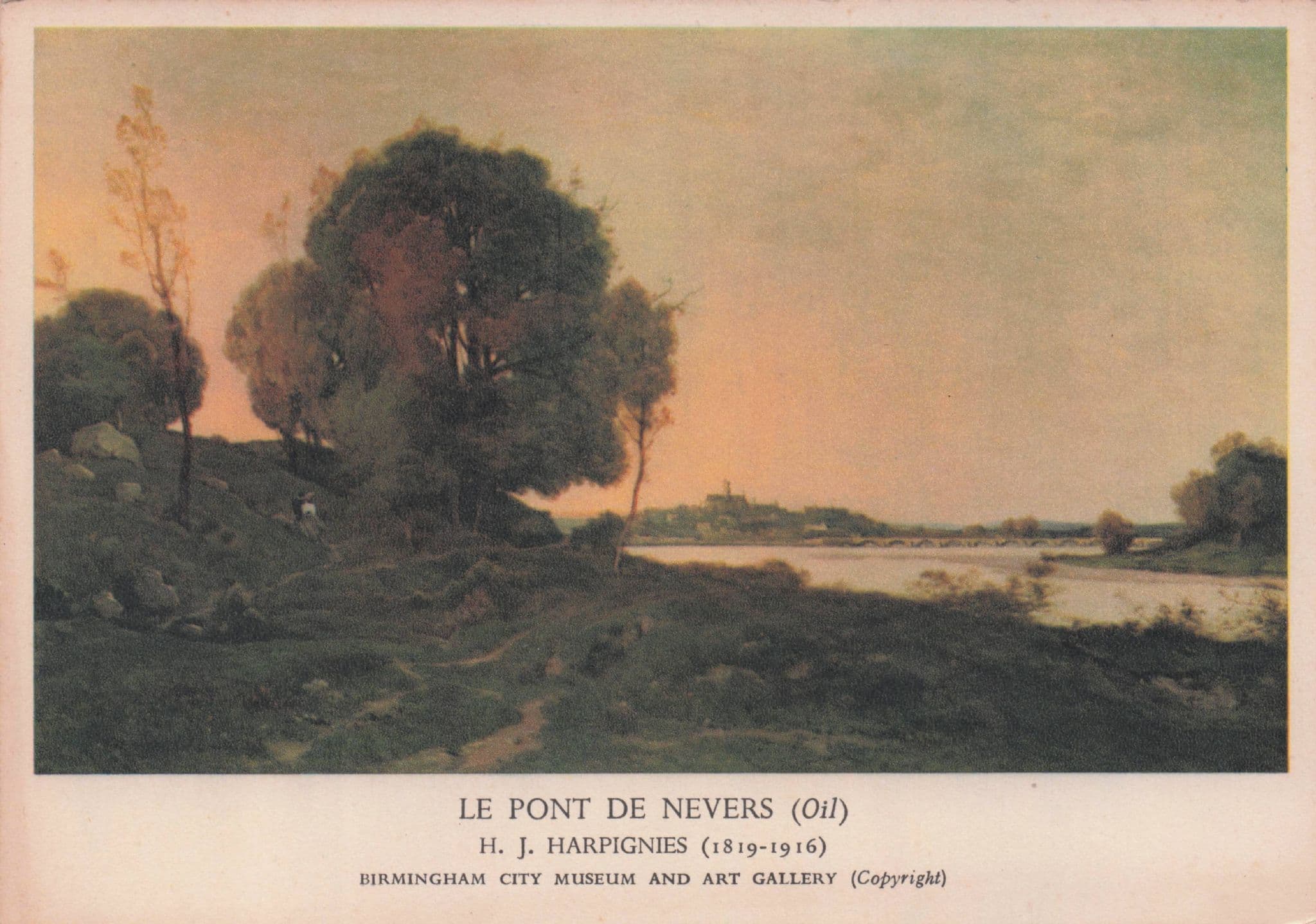 J Harpignies Le Pont De Nevers Rare Old Painting Postcard