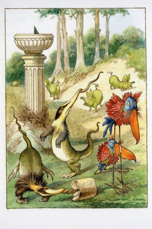 Jabberwocky Poetry 1927 Book Painting Lewis Carroll  Postcard
