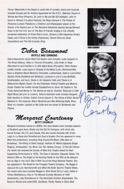 Jacinta Mulcahy Ken Wynne Margaret Courtenay Hand Signed Theatre Page