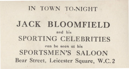 Jack Bloomfield Boxer 1935 Photo London Invitation & Signed Autograph