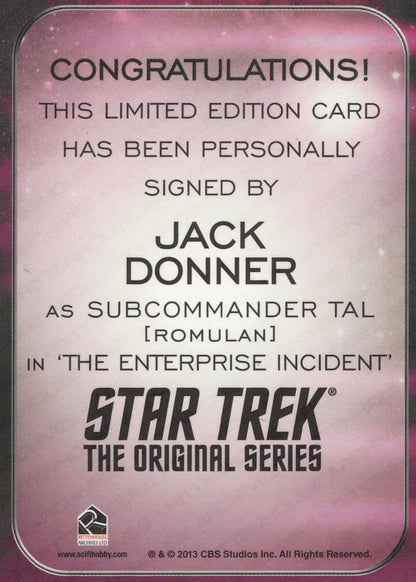 Jack Donner Star Trek The Original Series Signed Autograph Card
