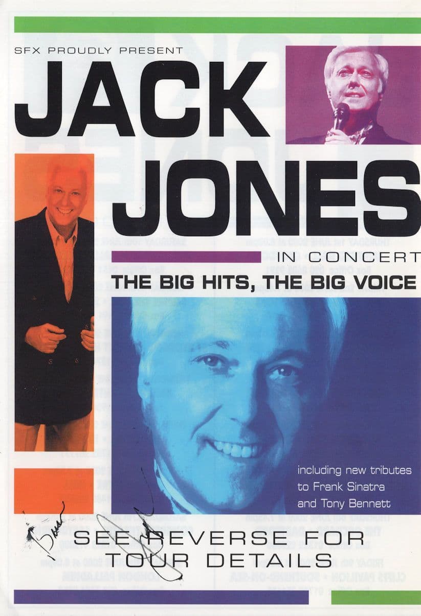 Jack Jones Comedian in Frank Sinatra Show Hand Signed Theatre Flyer