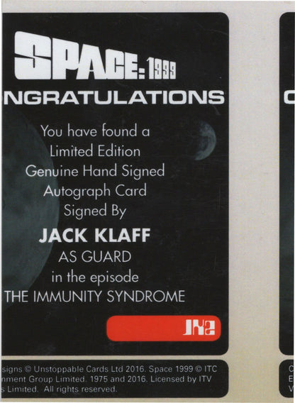Jack Klaff Space 1999 Moonbase Alpha Security Guard Hand Signed Photo