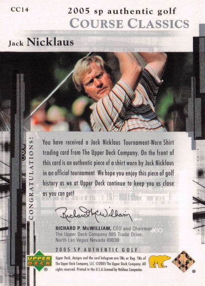 Jack Nicklaus Course Classics 2005 Golf SP Upper Deck Worn Shirt Card