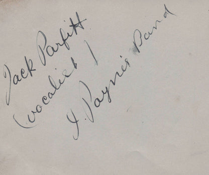 Jack Parfitt Payne's Band Hilton Multi Hand Signed Autograph Page