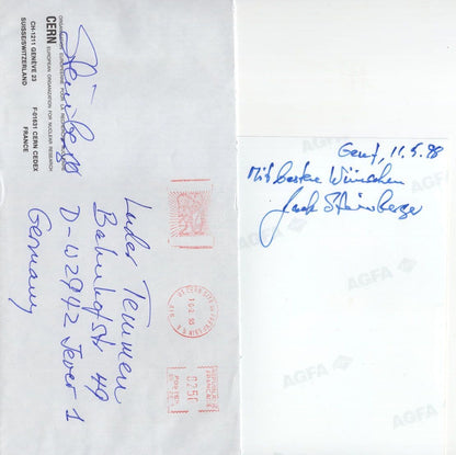 Jack Steinberger USA Germany Physicist Nobel Prize Hand Signed Photo & Envelope