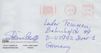 Jack Steinberger USA Germany Physicist Nobel Prize Hand Signed Photo & Envelope