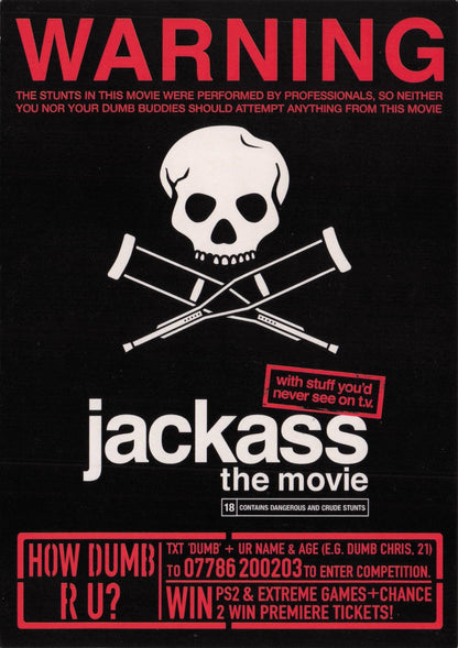 Jackass The Movie Stuntmen Original Film Poster Postcard