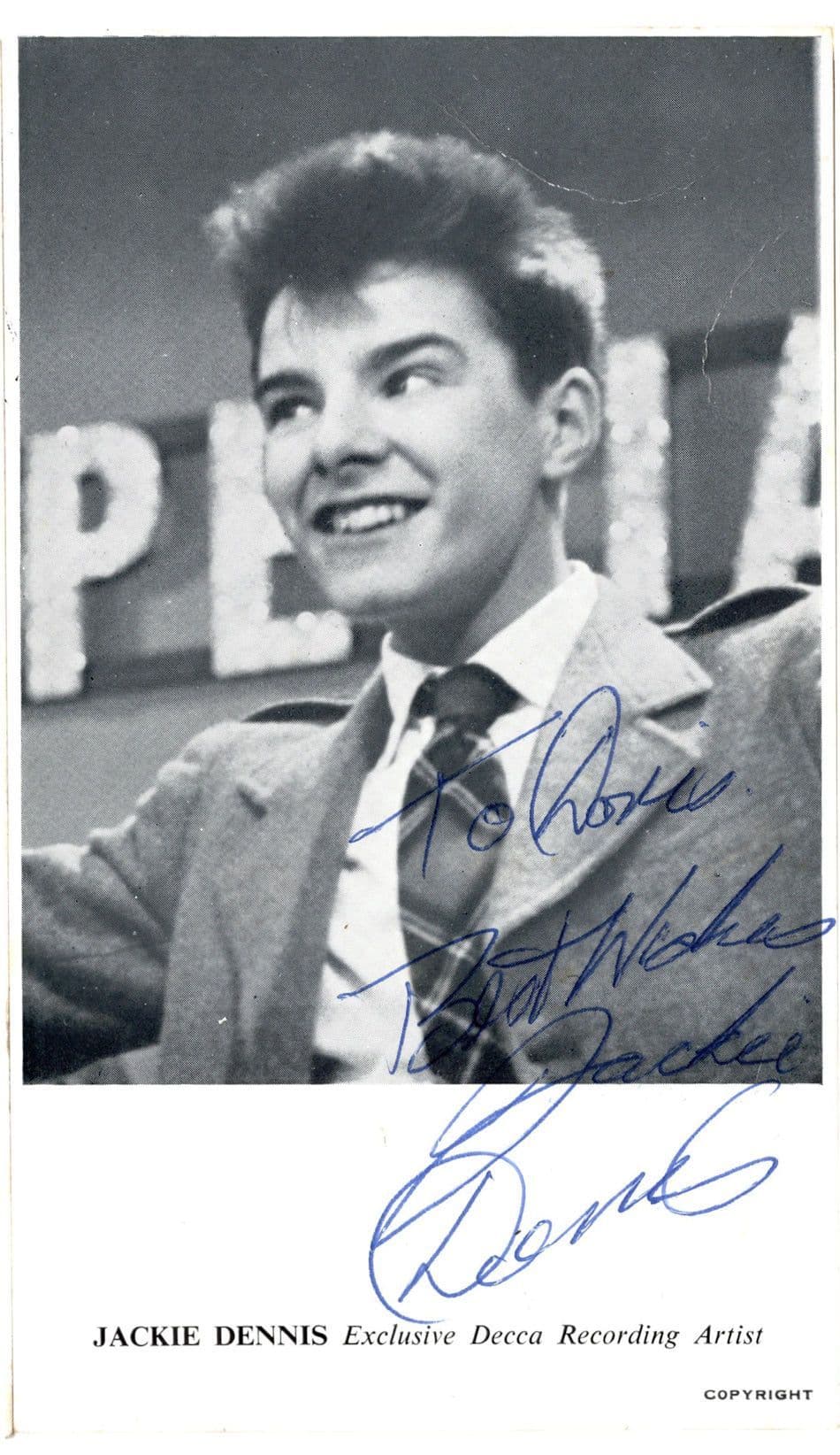 Jackie Dennis Old Scottish Singer Antique Decca Hand Signed Photo