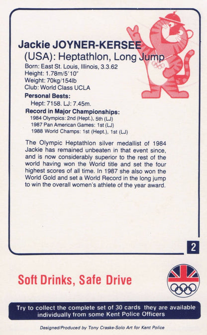 Jackie Joyner Kersee USA Long Jump 1988 Olympics Rare Trade Photo Card