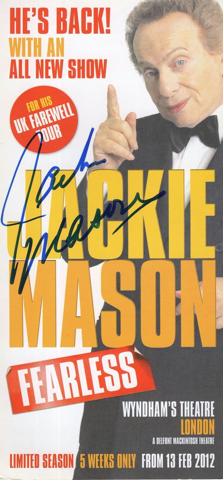 Jackie Mason Comedian Fearless Live Tour Hand Signed Theatre Flyer