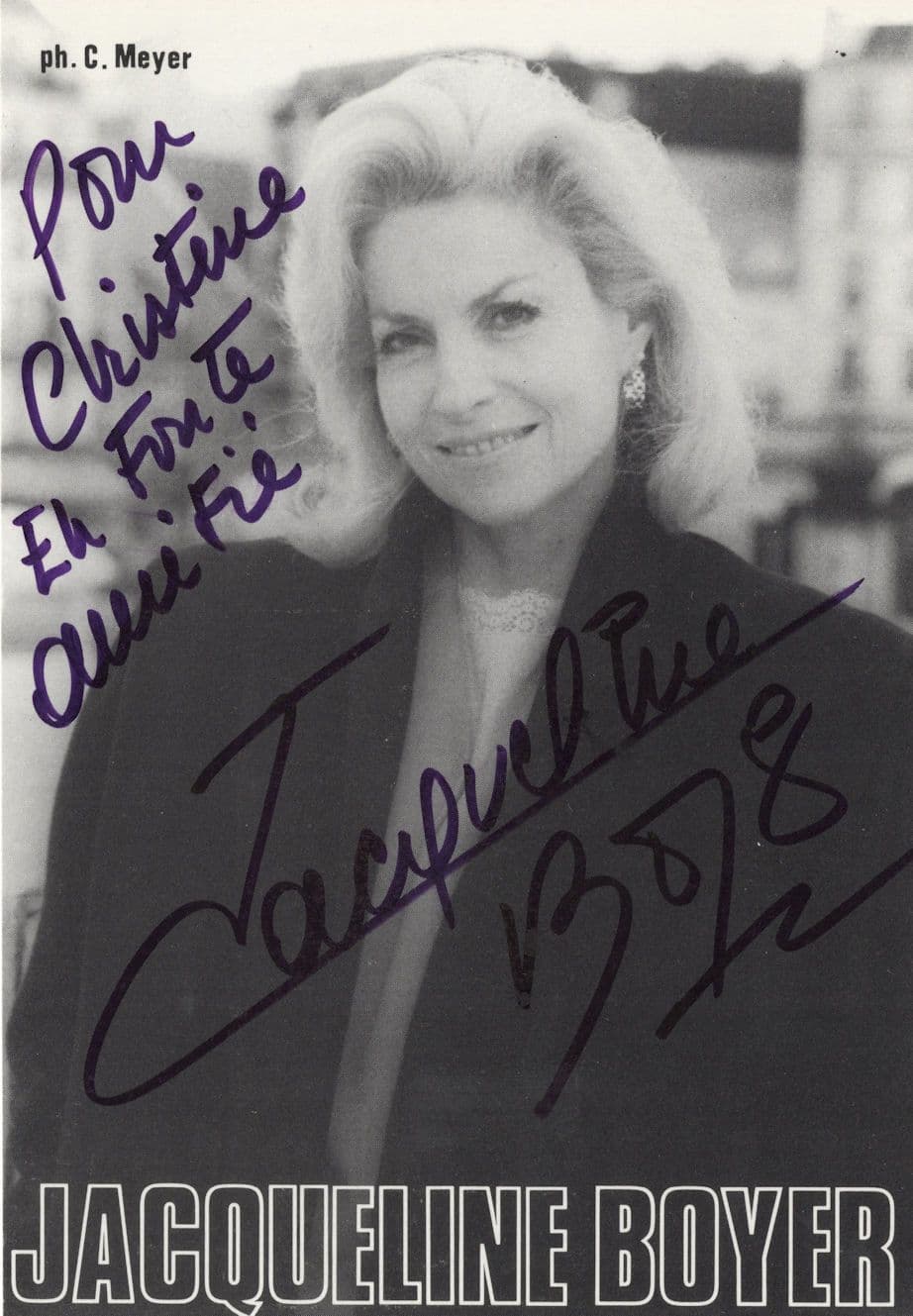 Jacqueline Boyer French Eurovision Singer Hand Signed Photo